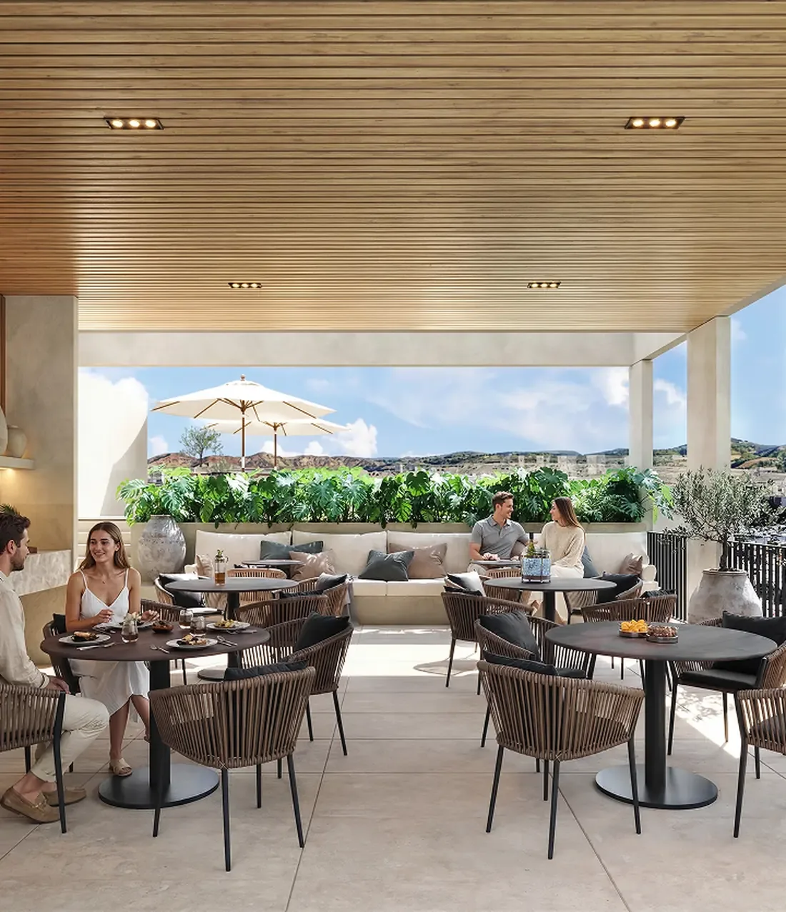Terraza ajardinada de HOF Lofts